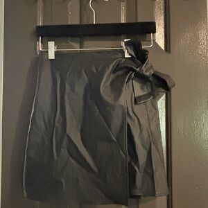 Altar'd State Black Mini Skirt with Adjustable Bow